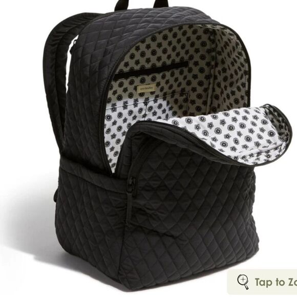 Vera Bradley Black Moonless Night Quilted Polyester Large Laptop Backpack 31 L - Picture 3 of 13